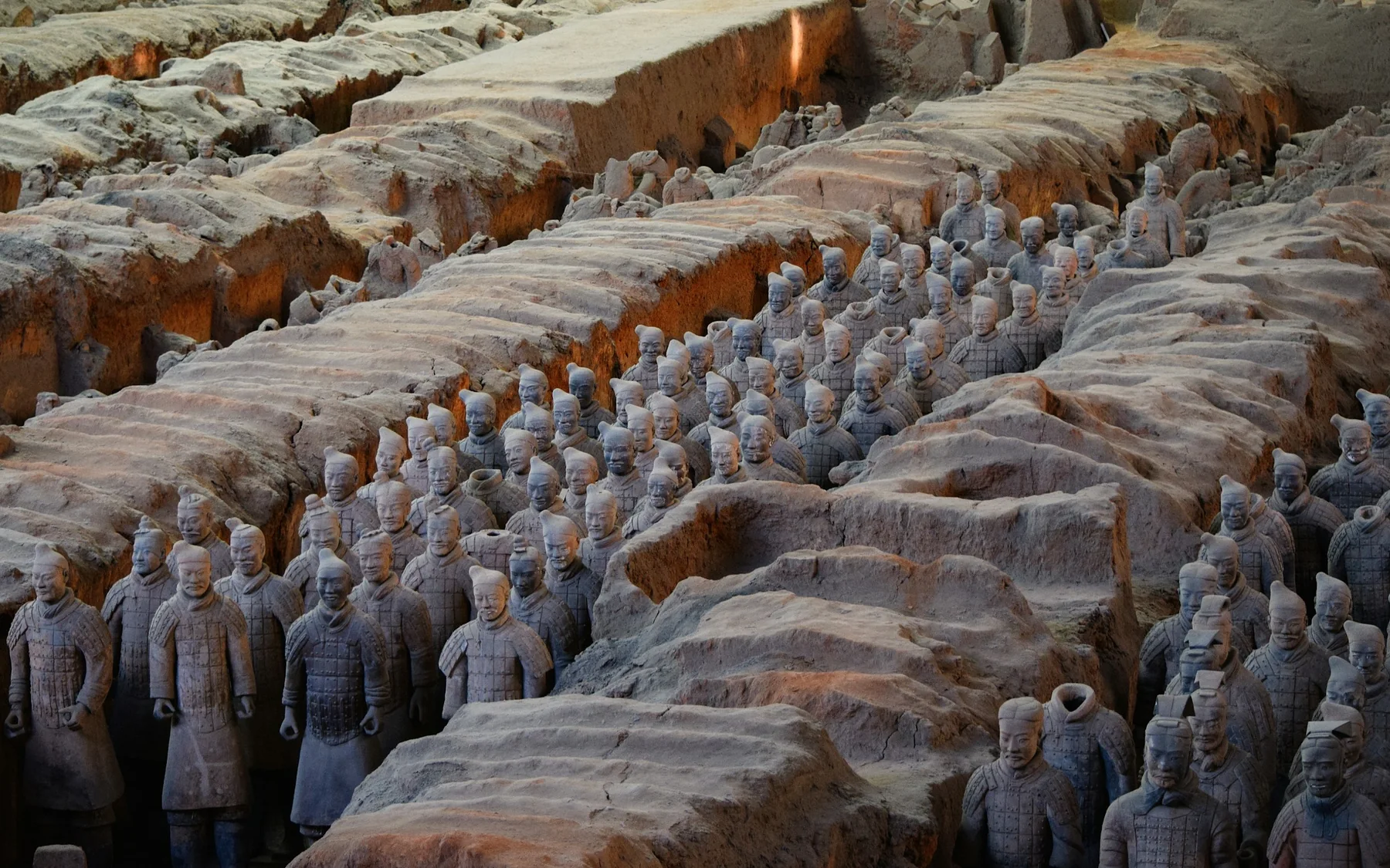 Rows of terracotta warriors near Xi'an