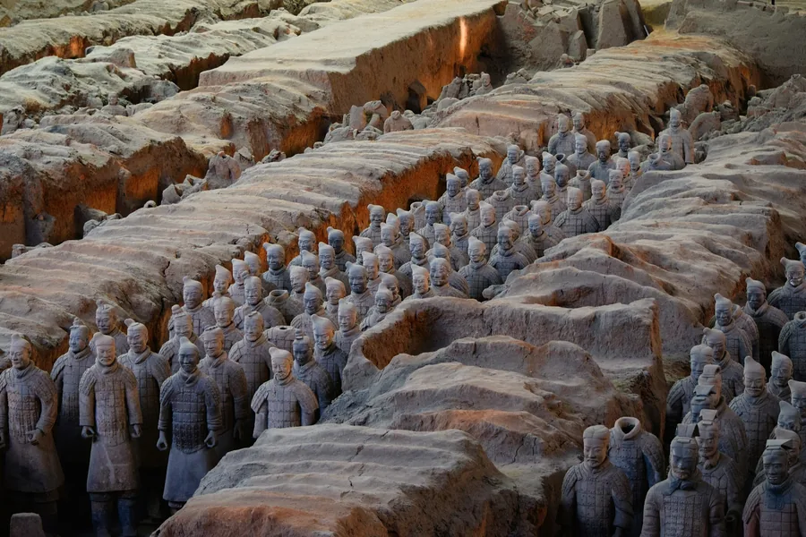 Rows of terracotta warriors near Xi'an